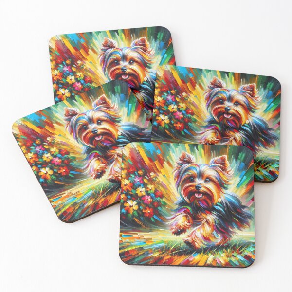 Item preview, Yorkshire Terrier Dog Colorful Acrylic Art Print designed and sold by Puppy Puzzles Plus.