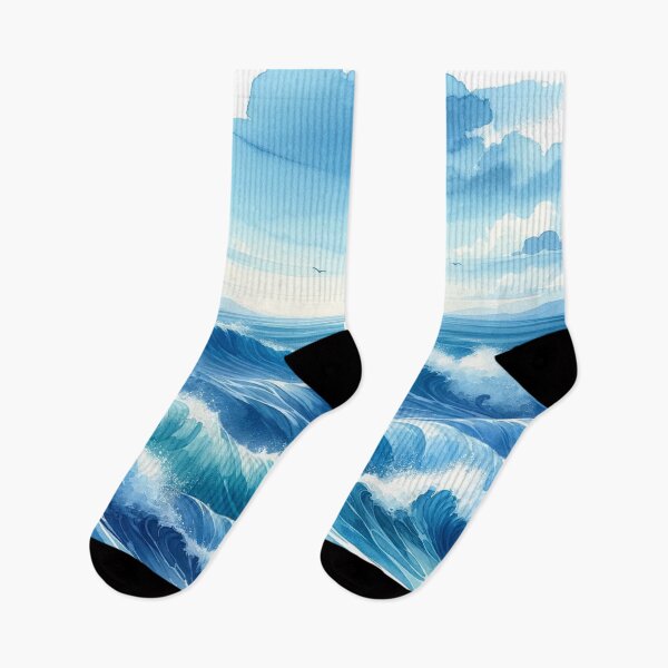 Item preview, Beautiful Watercolor Waves Under Clear Blue Sky designed and sold by cj-digital.