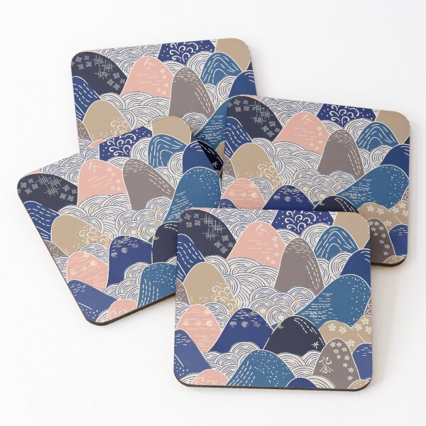 Item preview, Vintage Japanese Exquisite Mountain Blue Abstract Design Pattern  designed and sold by DEC02.