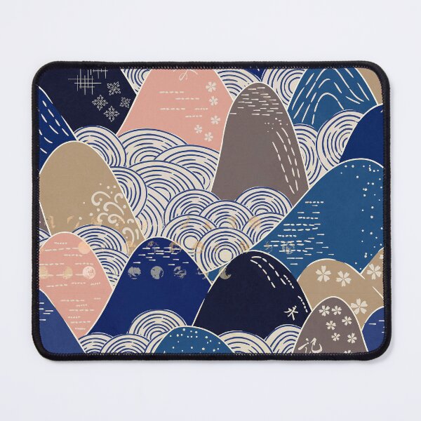 Item preview, Vintage Japanese Exquisite Mountain Blue Abstract Design Pattern designed and sold by DEC02.