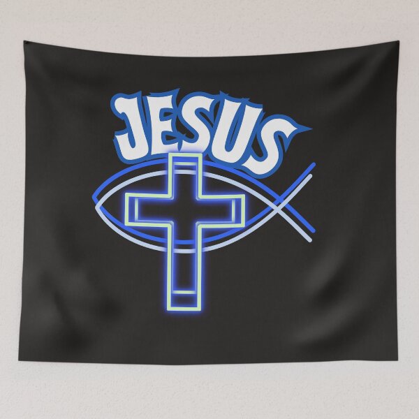 Item preview,  Jesus Ichthus & Cross (blue) designed and sold by Tripp Art Studio.