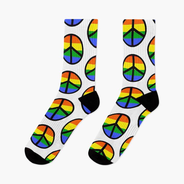 Item preview, Rainbow peace sign with black border  designed and sold by Rachel the Artist .