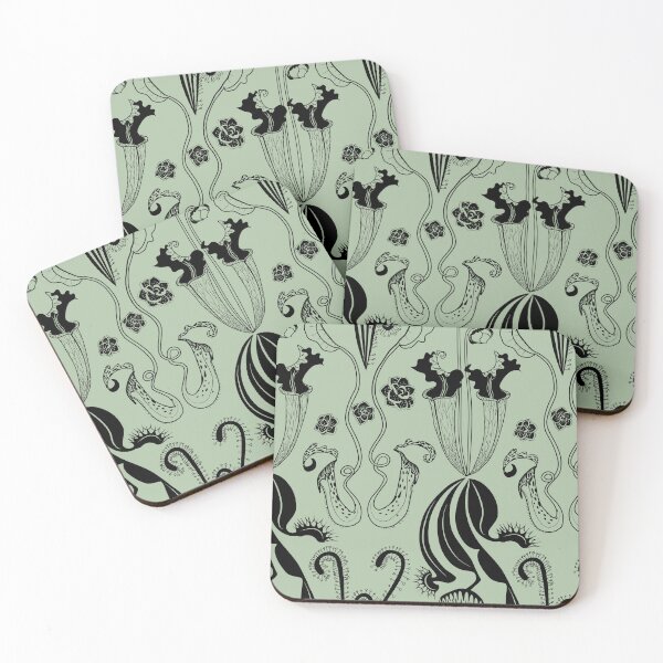 Item preview, Carnivorous garden - black on sage green designed and sold by kobyakov.