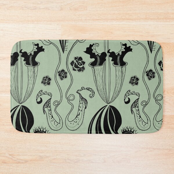 Item preview, Carnivorous garden - black on sage green designed and sold by kobyakov.