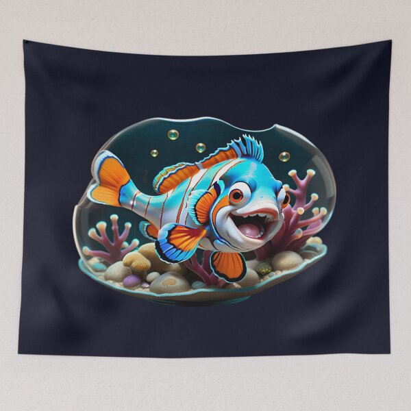 Item preview, Funny Orange Blue Cartoon Clownfish designed and sold by TheArtOfPat.