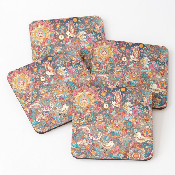 Item preview, Colorful Indian Bird | Kaleidoscopic Feather and Floral Pattern designed and sold by litchick1977.