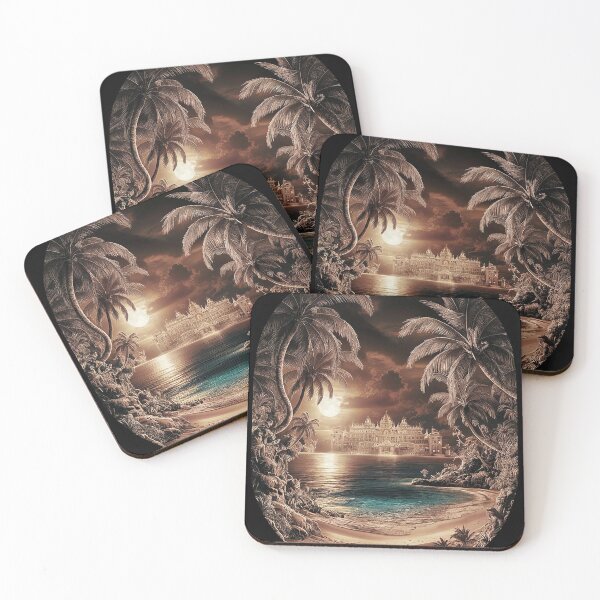 Item preview, TROPICAL LAGOON AND HOTEL WITH BORDER designed and sold by thedvguy.