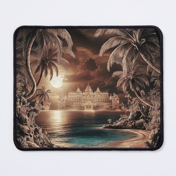 Item preview, TROPICAL LAGOON AND HOTEL WITH BORDER designed and sold by thedvguy.