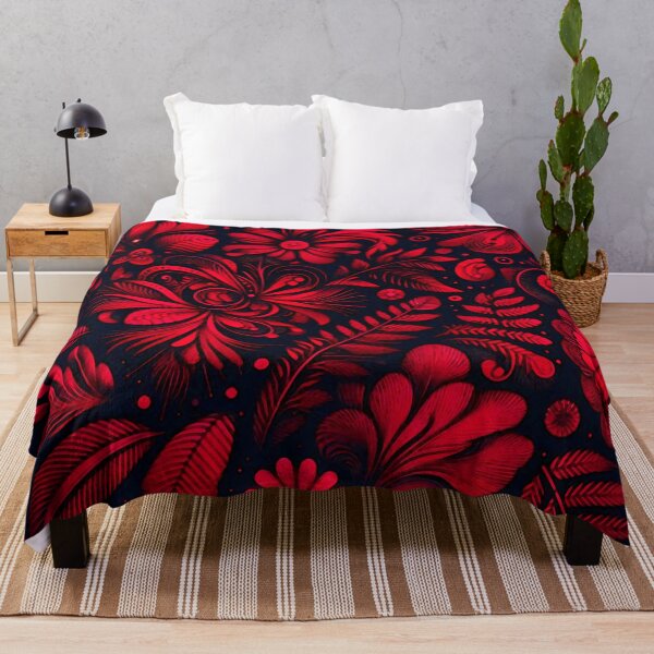 Item preview, red abstract flowers designed and sold by aloharobj.