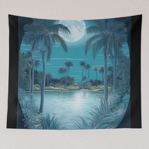 Item preview, TROPICAL LAGOON IN BLUE WITH BORDER designed and sold by thedvguy.