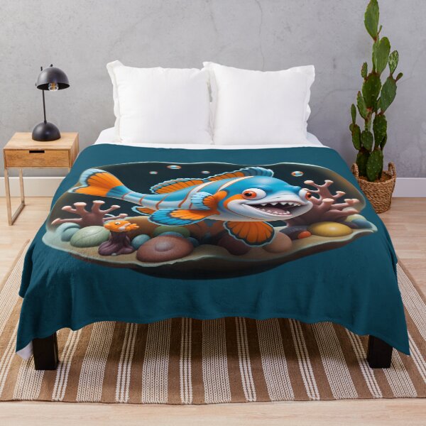 Item preview, Funny Orange Blue Cartoon Clownfish designed and sold by TheArtOfPat.