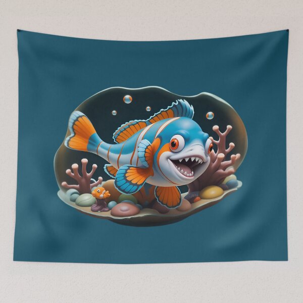 Item preview, Funny Orange Blue Cartoon Clownfish designed and sold by TheArtOfPat.