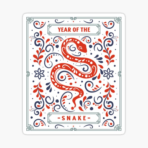 Aperçu de l'œuvre 2025 Année du Serpent 蛇年 Zodiaque chinois Nouvel An lunaire chinois créée et vendue par GraTEEtude.
