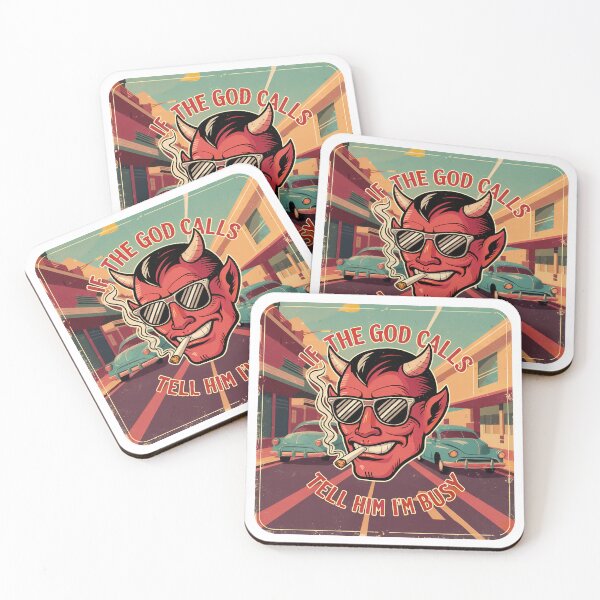 Item preview, ''If The God Calls Tell Him I'm Busy'' Vintage Funny Devil Design designed and sold by Witty Shirts.