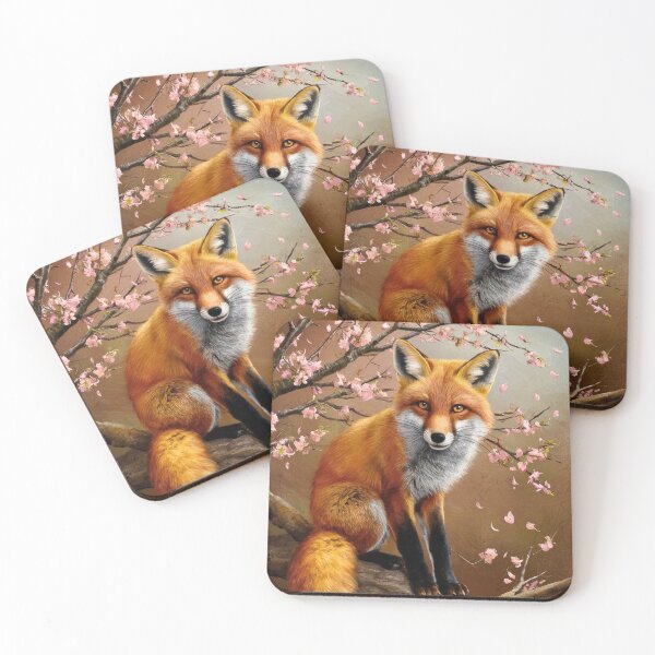 Artikelvorschau, Fuchs-Portrait. Fuchs mit Kirschblüte, Blumenfuchs, Vintage-Fuchs, Fuchs-Gemälde, Rembrandt van Rijnstyle entworfen und verkauft von FoxVibes.
