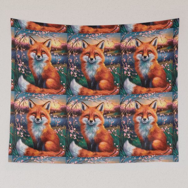 Artikelvorschau, Fuchs-Portrait. Fuchs mit Kirschblüte, Blumenfuchs, Vintage-Fuchs, Fuchs-Gemälde, Rembrandt van Rijnstyle entworfen und verkauft von FoxVibes.