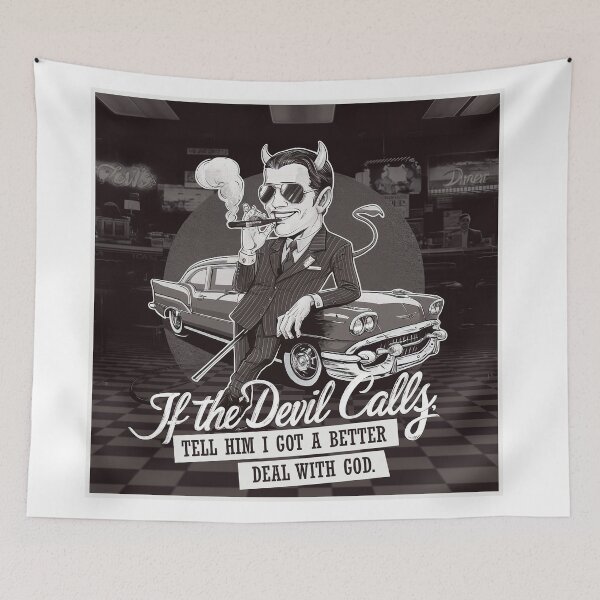 Item preview, ''If The God Calls, Tell Him I Got A Better Deal With God'' Vintage Funny Devil Design designed and sold by Witty Shirts.