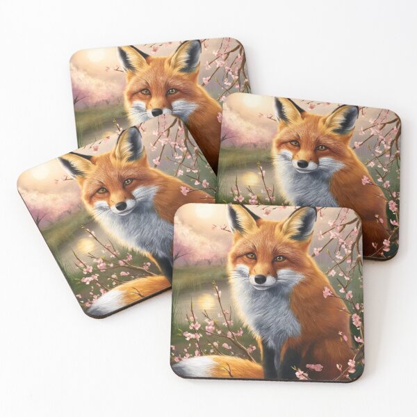 Artikelvorschau, Fuchs-Portrait. Fuchs mit Kirschblüte, Blumenfuchs, Vintage-Fuchs, Fuchs-Gemälde, Rembrandt van Rijnstyle entworfen und verkauft von FoxVibes.