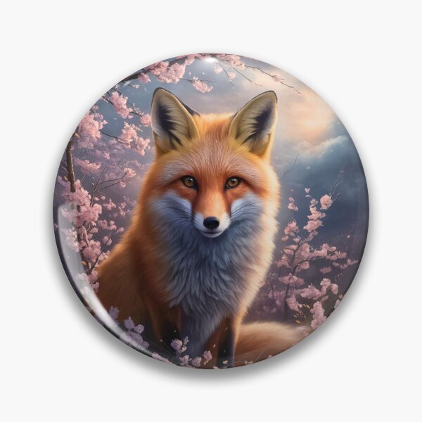 Item preview, Fox Portrait. Fox with cherry blossom, floral fox, vintage fox, fox painting, Rembrandt van Rijnstyle designed and sold by FoxVibes.