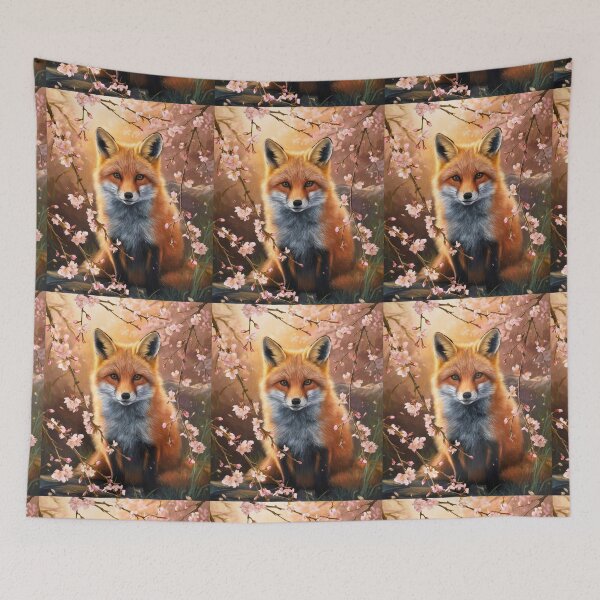 Artikelvorschau, Fuchs-Portrait. Fuchs mit Kirschblüte, Blumenfuchs, Vintage-Fuchs, Fuchs-Gemälde, Rembrandt van Rijnstyle entworfen und verkauft von FoxVibes.