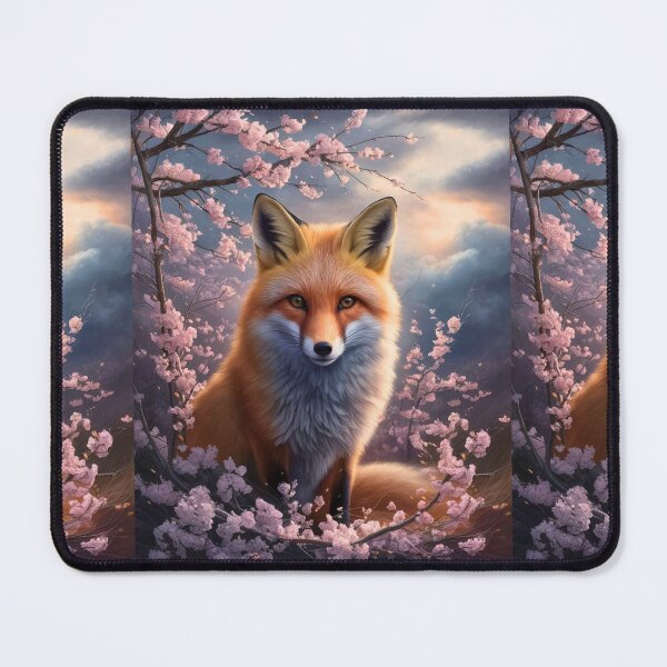 Item preview, Fox Portrait. Fox with cherry blossom, floral fox, vintage fox, fox painting, Rembrandt van Rijnstyle designed and sold by FoxVibes.