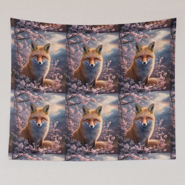 Artikelvorschau, Fuchs-Portrait. Fuchs mit Kirschblüte, Blumenfuchs, Vintage-Fuchs, Fuchs-Gemälde, Rembrandt van Rijnstyle entworfen und verkauft von FoxVibes.