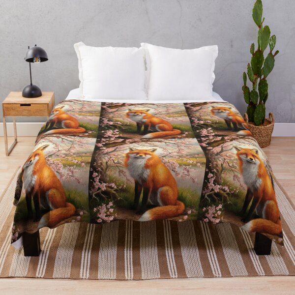 Item preview, Fox Portrait. Fox with cherry blossom, floral fox, vintage fox, fox painting, Rembrandt van Rijnstyle designed and sold by FoxVibes.