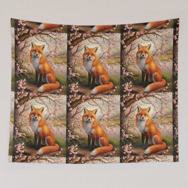 Artikelvorschau, Fuchs-Portrait. Fuchs mit Kirschblüte, Blumenfuchs, Vintage-Fuchs, Fuchs-Gemälde, Rembrandt van Rijnstyle entworfen und verkauft von FoxVibes.