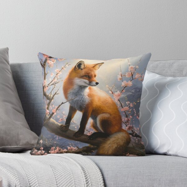 Item preview, Fox Portrait. Fox with cherry blossom, floral fox, vintage fox, fox painting, Rembrandt van Rijnstyle designed and sold by FoxVibes.