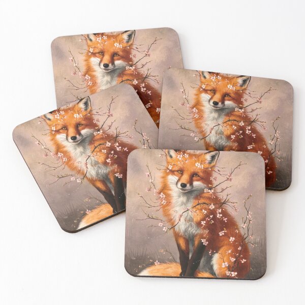 Artikelvorschau, Fuchs-Portrait. Fuchs mit Kirschblüte, Blumenfuchs, Vintage-Fuchs, Fuchs-Gemälde, Rembrandt van Rijnstyle entworfen und verkauft von FoxVibes.