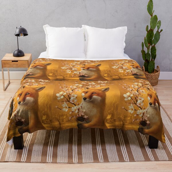 Item preview, Fox Portrait. Fox with cherry blossom, floral fox, vintage fox, fox painting, Rembrandt van Rijnstyle designed and sold by FoxVibes.