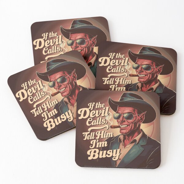Item preview, ''If The God Calls Tell Him I'm Busy'' Vintage Funny Devil Design designed and sold by Witty Shirts.