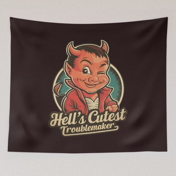 Item preview, Vintage ''Hell's Cutest Troublemaker'' Funny Kawaii Devil Design designed and sold by Witty Shirts.