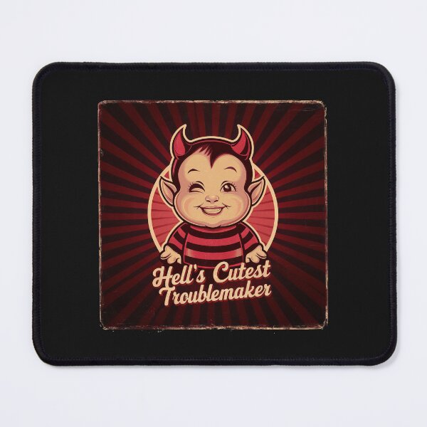 Item preview, Retro ''Hell's Cutest Troublemaker'' Funny Kawaii Devil Design designed and sold by Witty Shirts.
