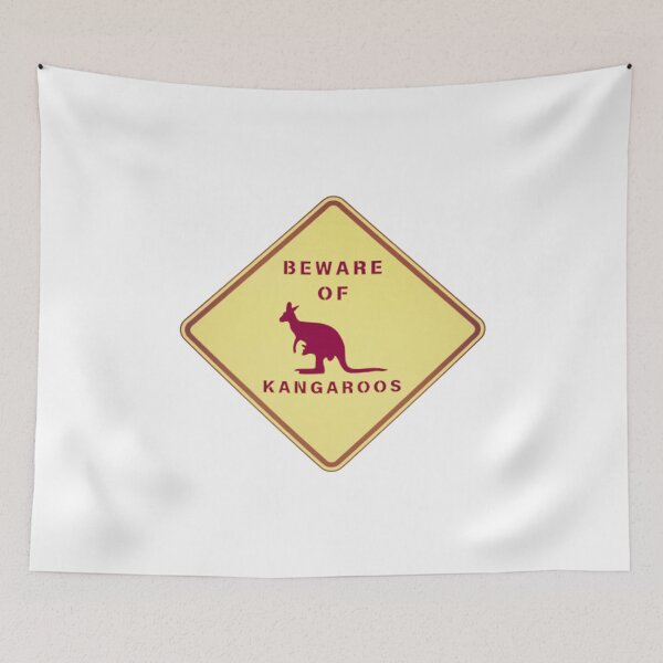 Item preview, Beware of kangaroos road sign designed and sold by creativerooney.