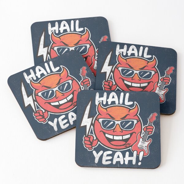 Item preview, Vintage ''Hail Yeah!'' Cute Devil Emoji Rock Music Design designed and sold by Witty Shirts.