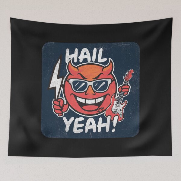 Item preview, Vintage ''Hail Yeah!'' Cute Devil Emoji Rock Music Design designed and sold by Witty Shirts.