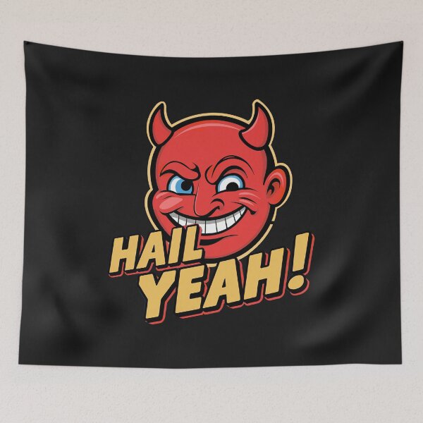 Item preview, Retro ''Hail Yeah!'' Cute Devil Emoji Rock Music Design designed and sold by Witty Shirts.
