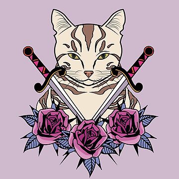 Artwork thumbnail, Cat with Swords and Roses by sketchonic