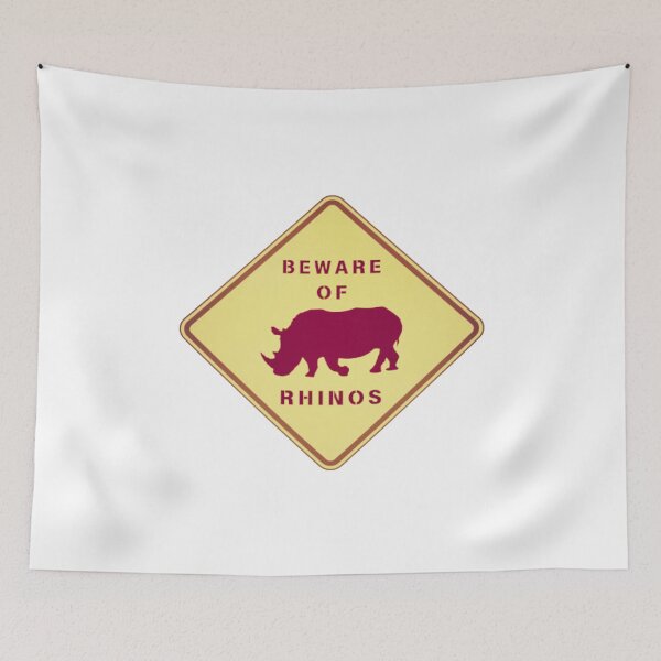 Item preview, Beware of rhinos road sign designed and sold by creativerooney.