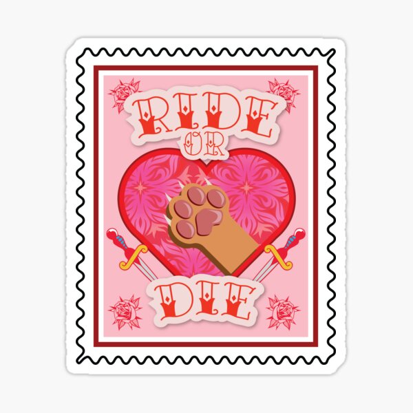 Ride Or Die Cat Paw Stamp (orange paw) Sticker