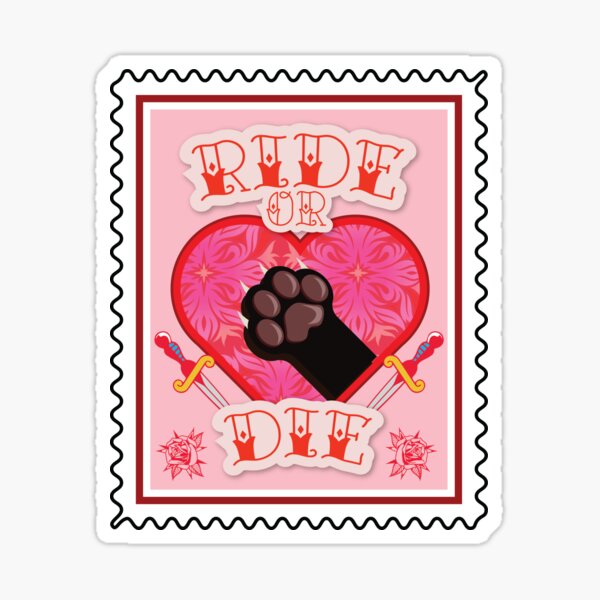 Ride Or Die Cat Paw Stamp (black paw) Sticker