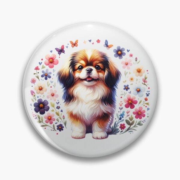 Artikelvorschau, Tibet Spaniel Welpe mit Blumenmuster entworfen und verkauft von TheAnimalZ00.
