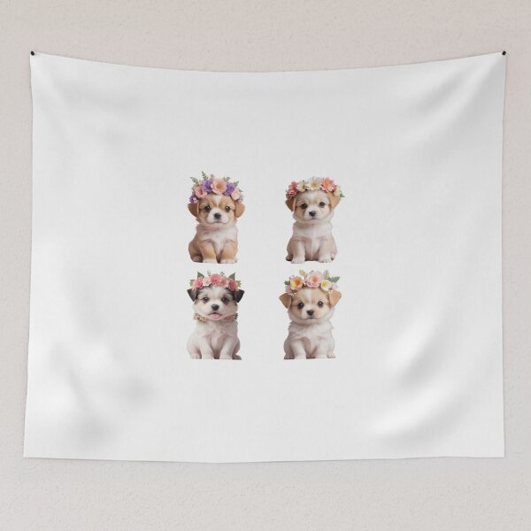 Item preview, Floral puppies sticker.  designed and sold by Vegasstickers.