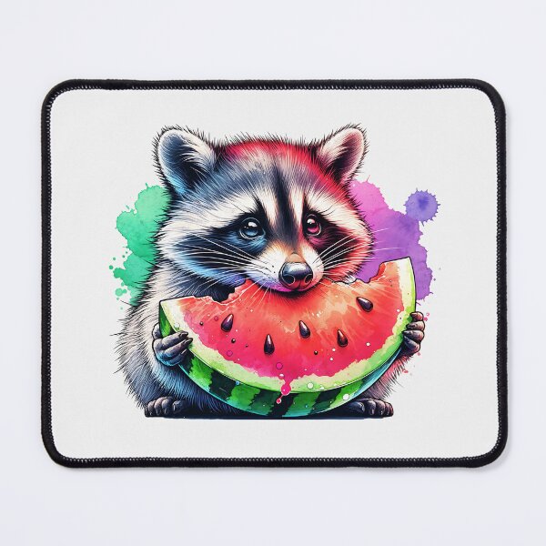 Item preview, Watercolor Raccoon Eating Watermelon designed and sold by TheAnimalZ00.