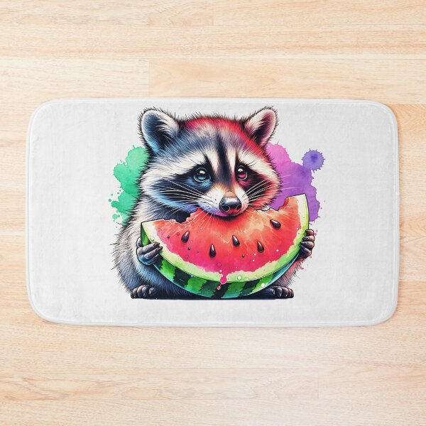 Item preview, Watercolor Raccoon Eating Watermelon designed and sold by TheAnimalZ00.