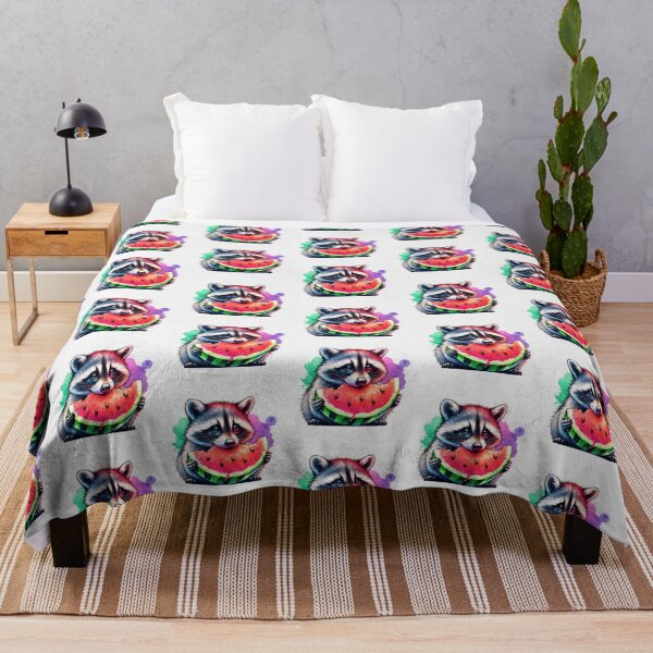 Item preview, Watercolor Raccoon Eating Watermelon designed and sold by TheAnimalZ00.