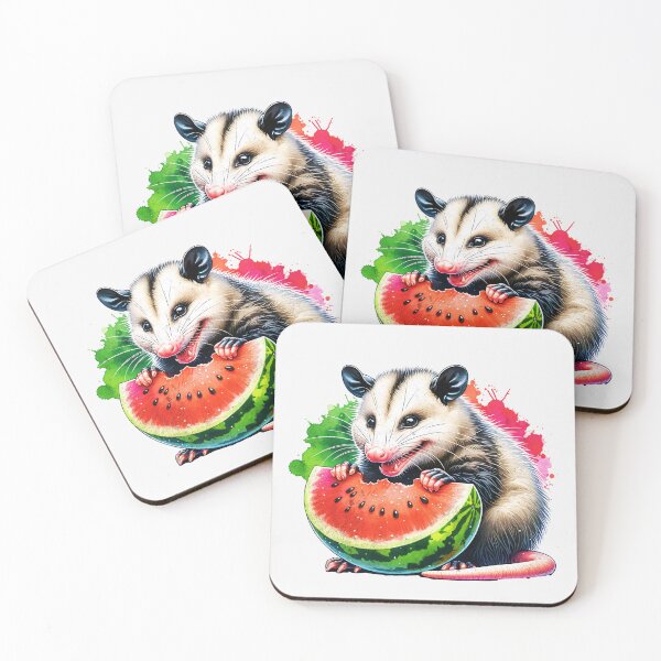 Item preview, Watercolor Opossum Eating Watermelon designed and sold by TheAnimalZ00.
