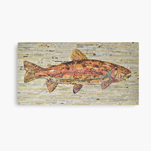 Large Rainbow Trout Collage Art by C.E. White Canvas Print