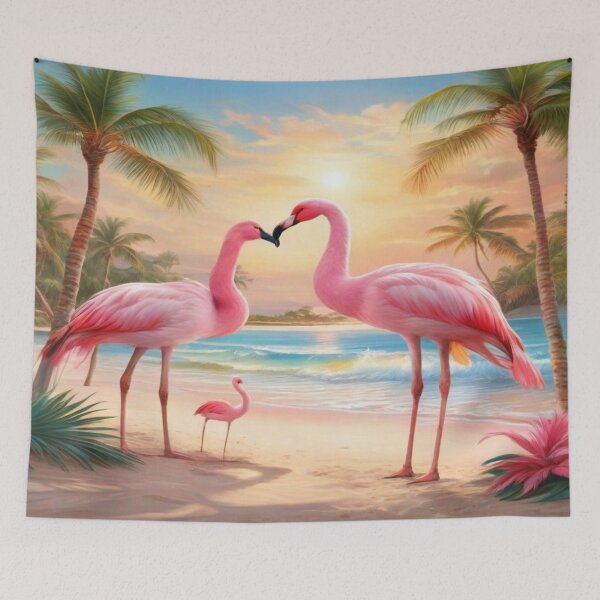 Item preview, Vibrant Pink Flamingos On The Beach  designed and sold by LMStudioDesigns.